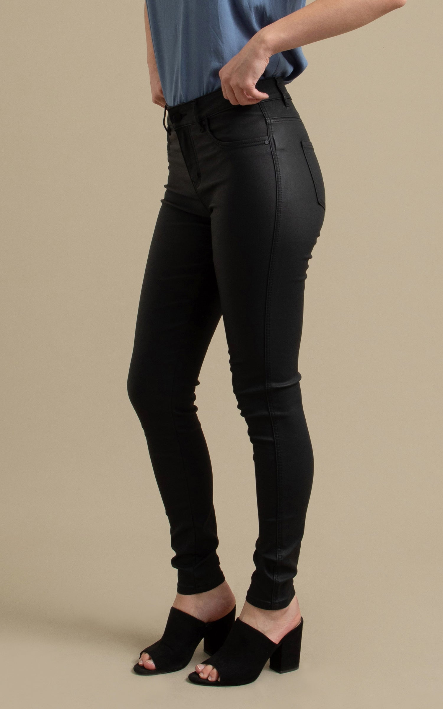 Shop our Matte Coated Skinny Jean in Black | Pagani