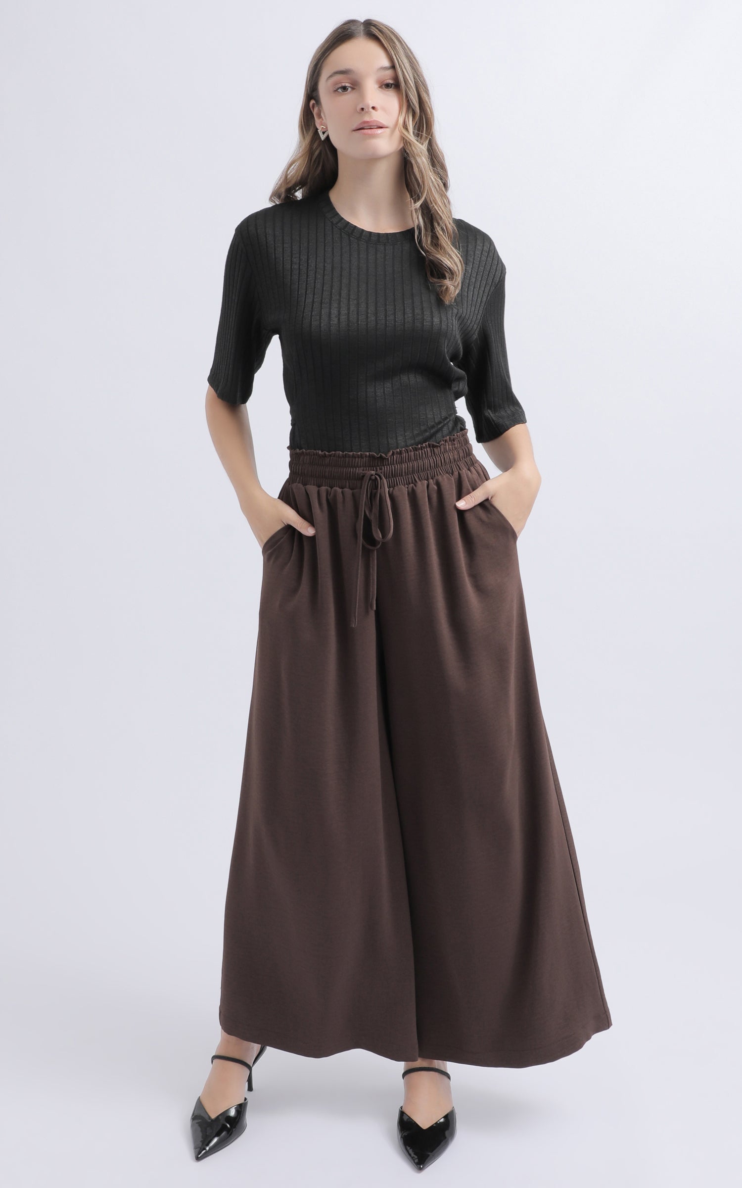 Shop our Matte Satin Drawcord Pants in Espresso | Pagani