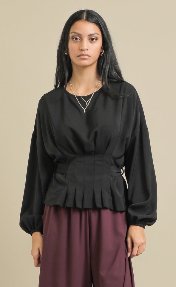 Matte Satin Tie Back Top Black