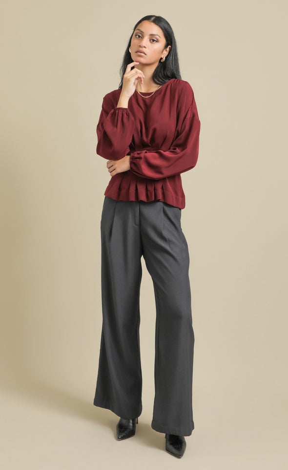 Matte Satin Tie Back Top Maroon