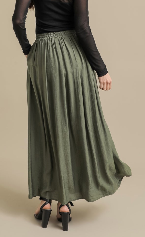 Maxi Skirt With Pockets Khaki