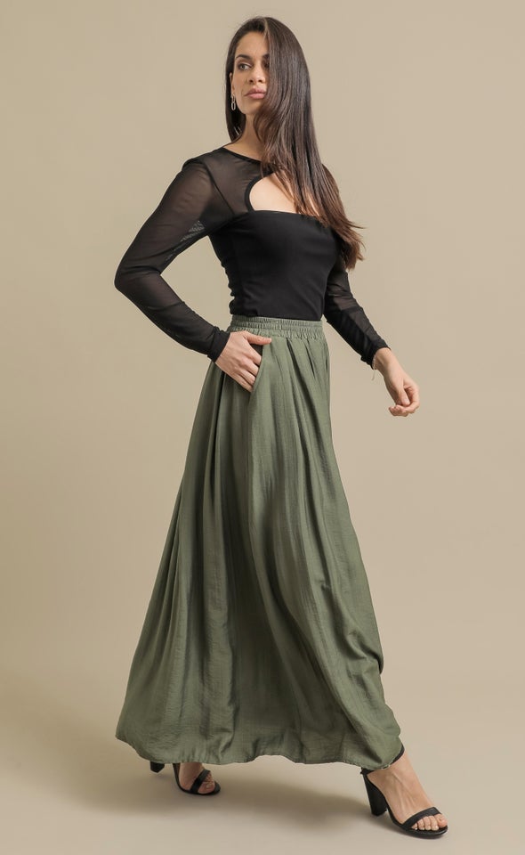 Maxi Skirt With Pockets Khaki