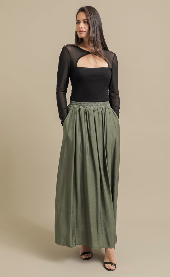 Maxi Skirt With Pockets Khaki