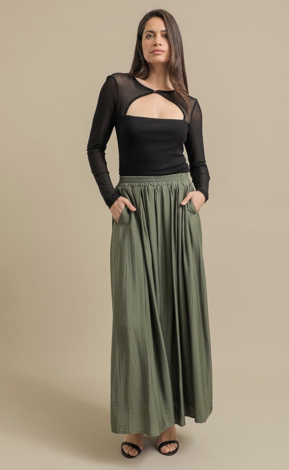 Maxi Skirt With Pockets Khaki