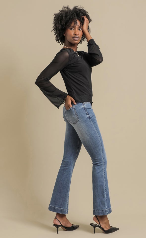 Mesh Angel Sleeve Top Black