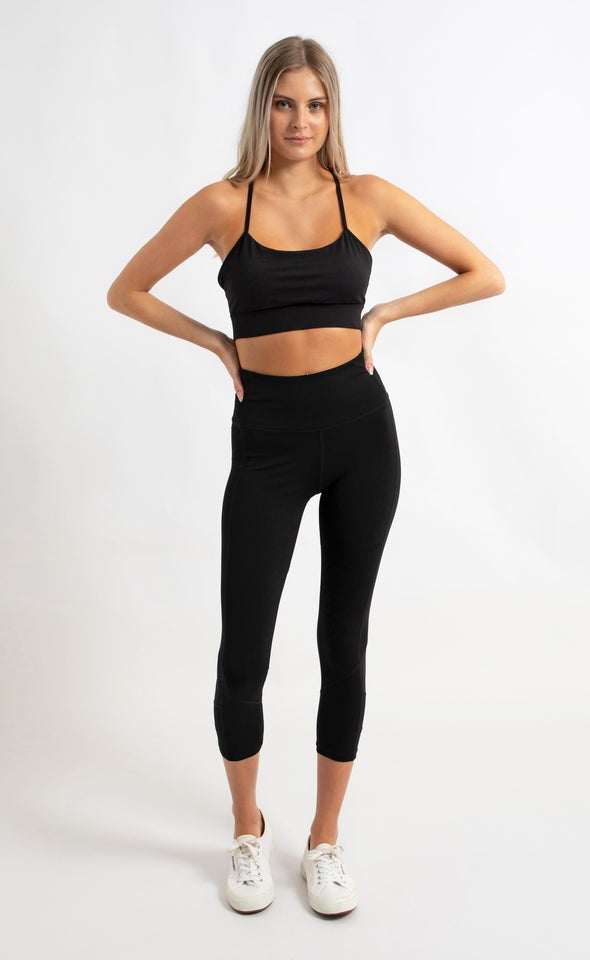 Mesh Back Panelled Crop Tight
