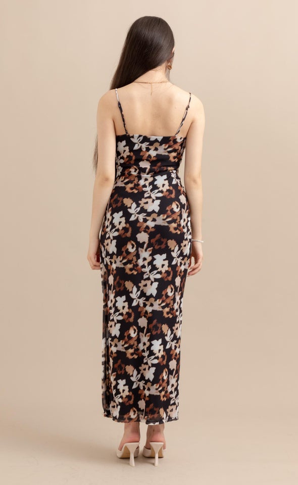 Mesh Cowl Maxi Bronze/floral