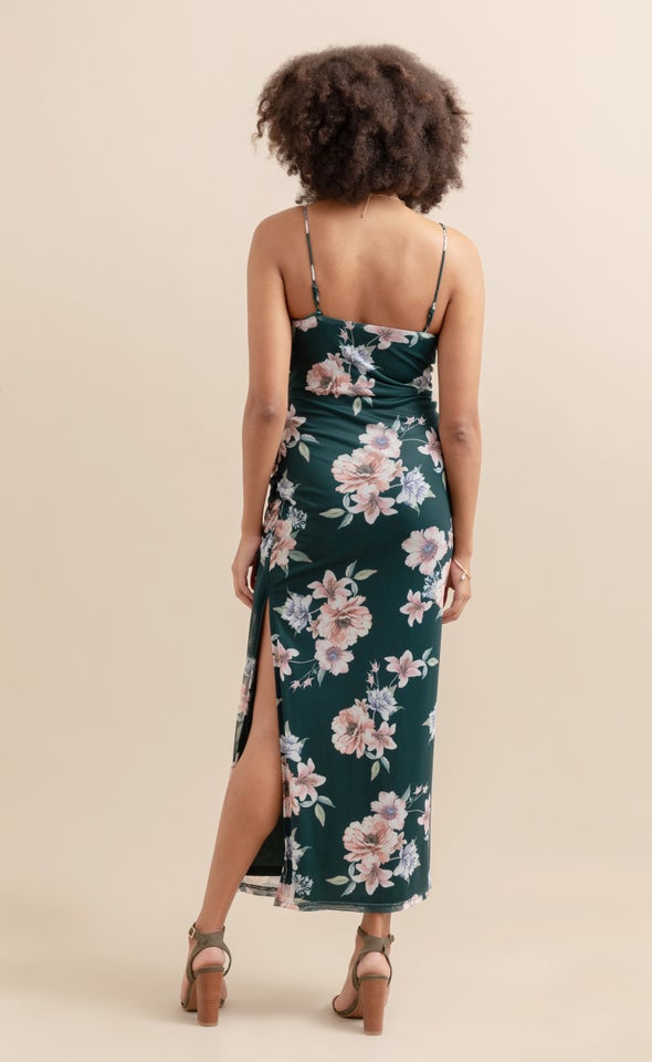 Mesh Cowl Maxi Emerald/floral