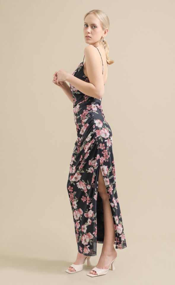 Mesh Cowl Maxi Navy/coral Floral