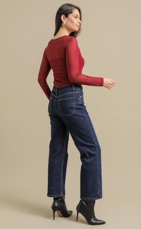 Mesh LS Single Button Top Berry