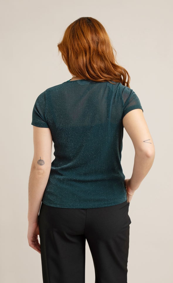 Mesh Lurex SS Top Emerald