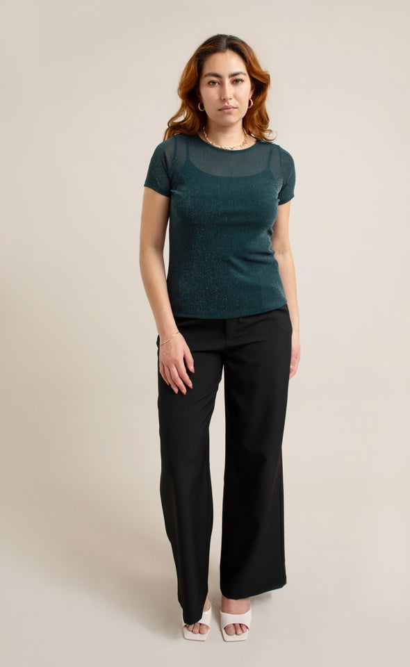 Mesh Lurex SS Top Emerald