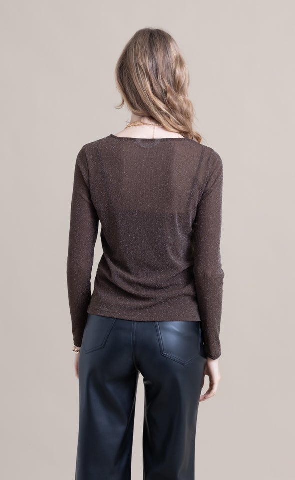 Mesh Lurex T-Shirt Chocolate