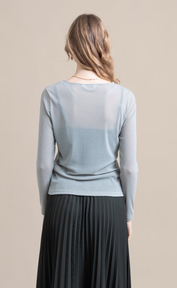 Mesh Lurex T-Shirt Sage