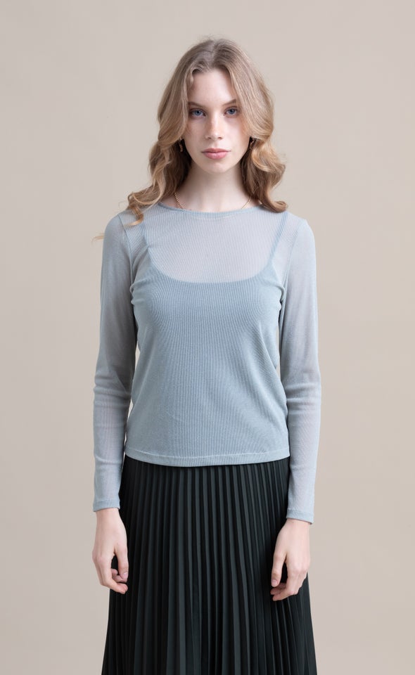 Mesh Lurex T-Shirt Sage