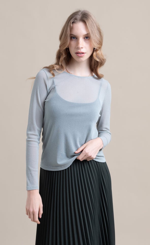 Mesh Lurex T-Shirt Sage