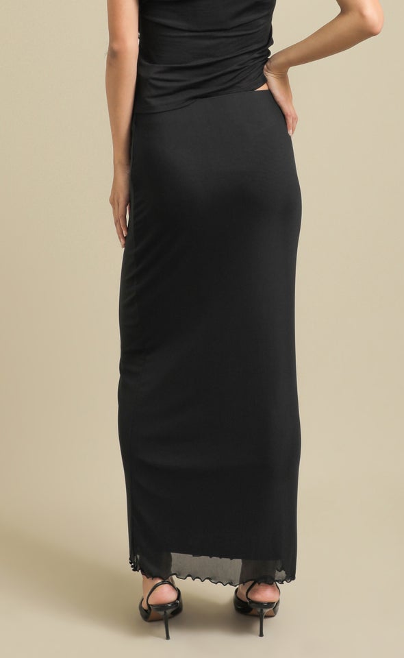 Mesh Maxi Skirt Black