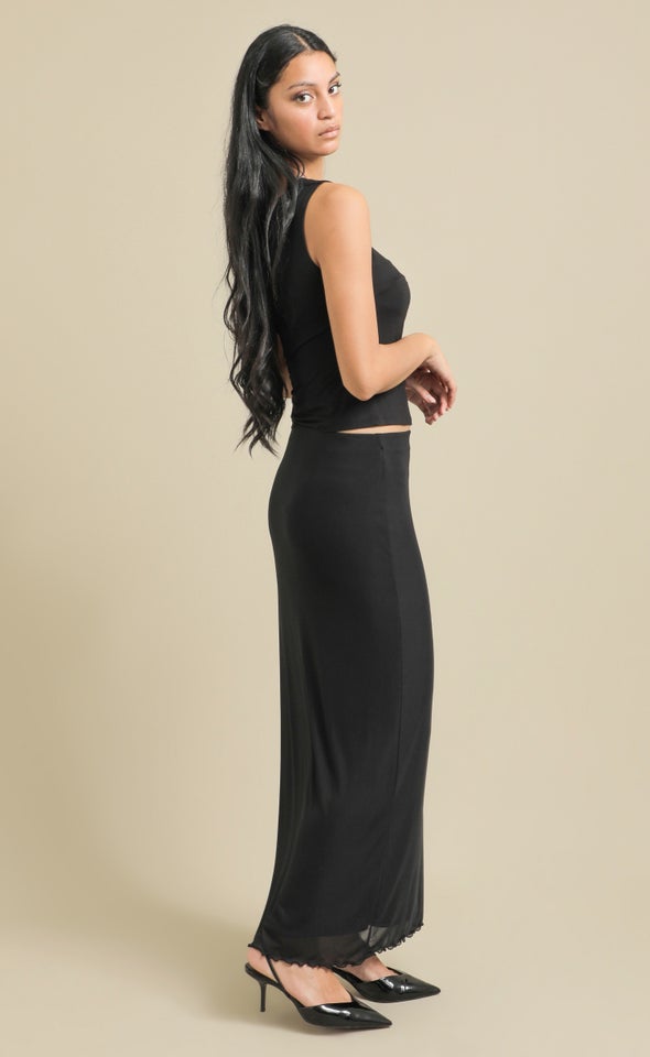 Mesh Maxi Skirt Black