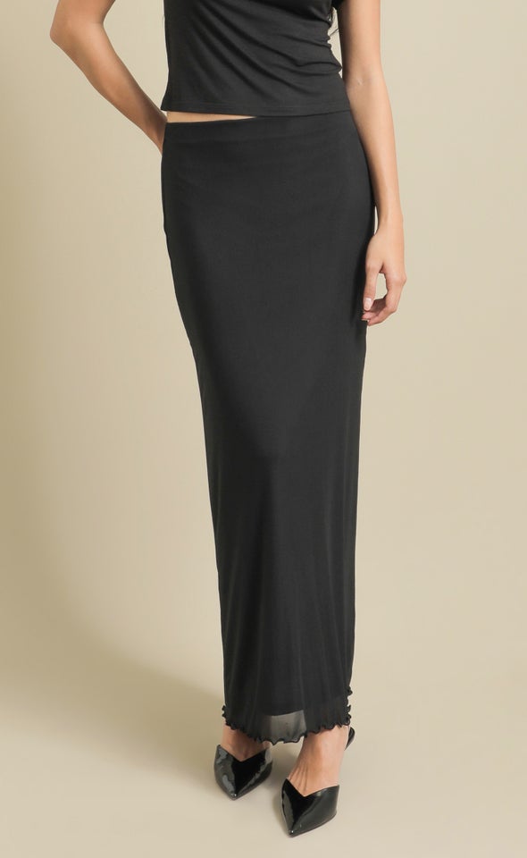 Mesh Maxi Skirt Black