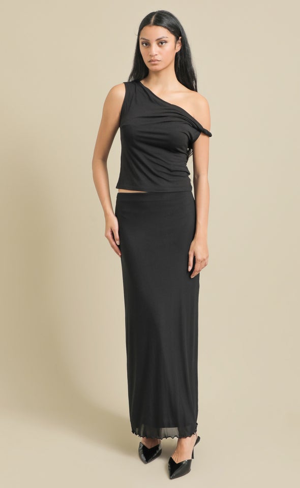 Mesh Maxi Skirt Black