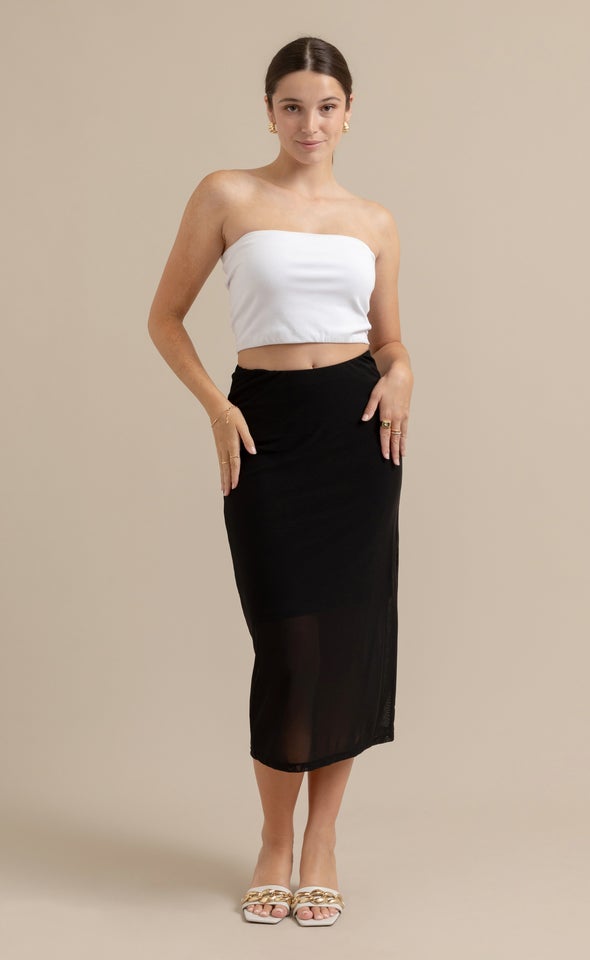 Mesh Midi Skirt Black