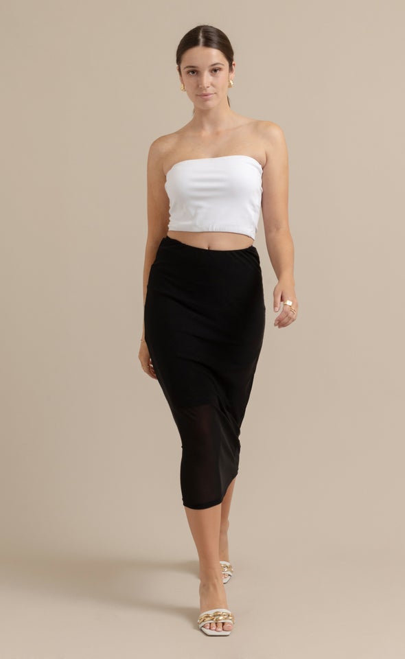 Mesh Midi Skirt Black