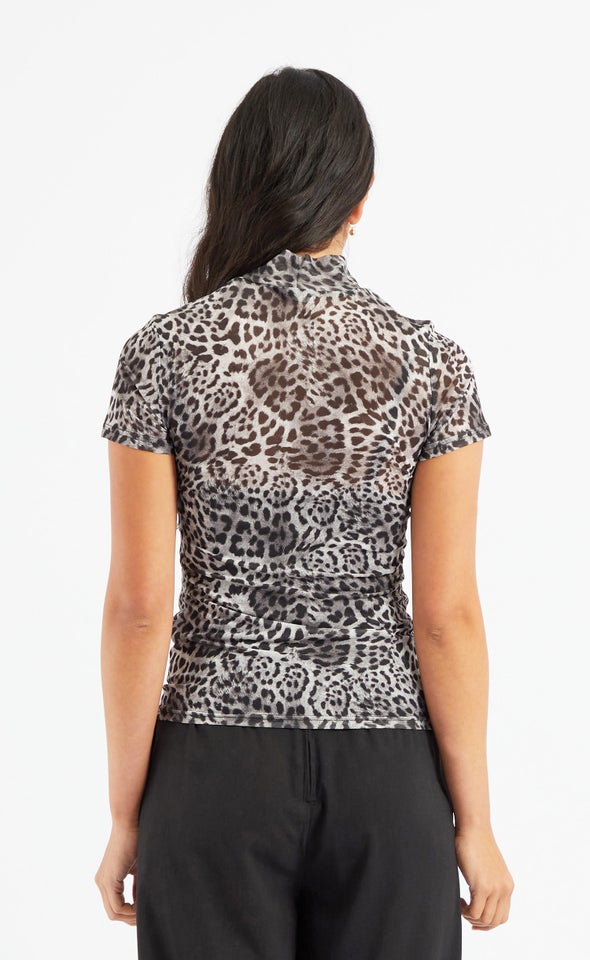 Mesh Printed T-Shirt Grey/black