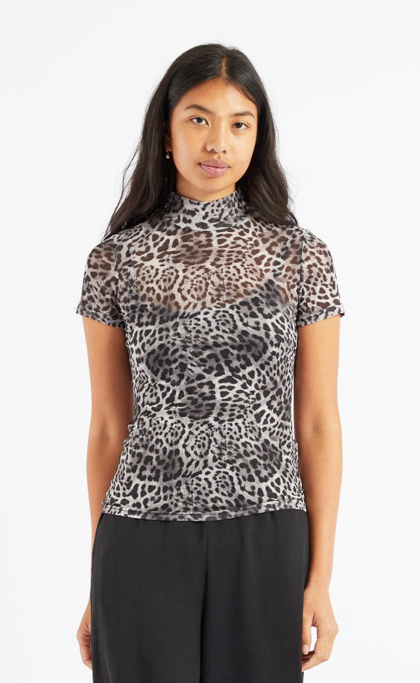 Mesh Printed T-Shirt Grey/black