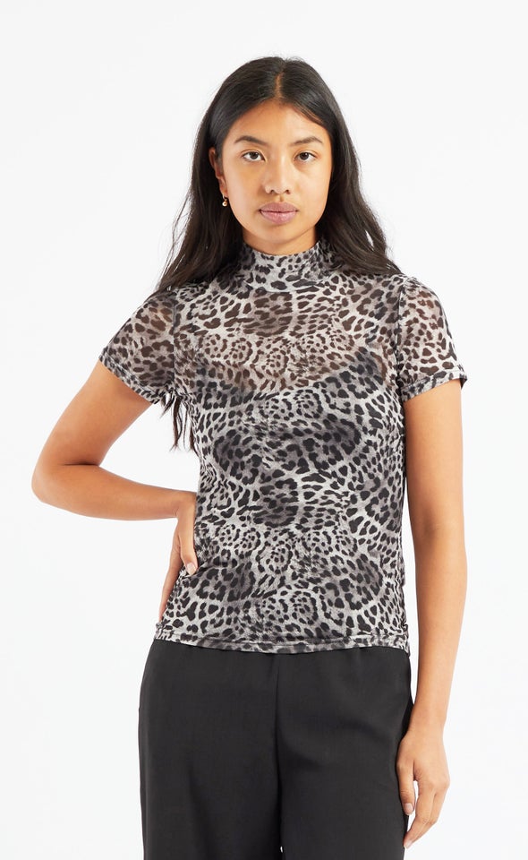 Mesh Printed T-Shirt Grey/black