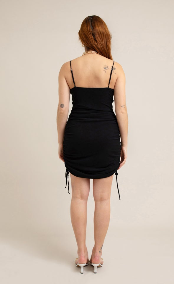 Mesh Ruched Dress Black