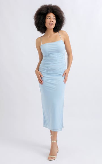 ice blue slip dress Baby Blue Midi Slip Dress main image 0