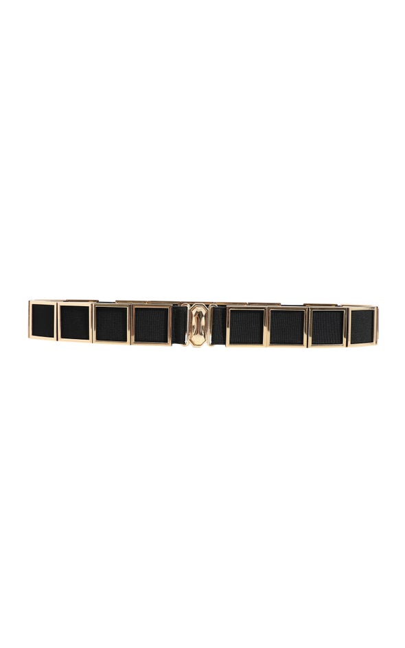 Metal Detail Elastic Waist Belt Gold/black