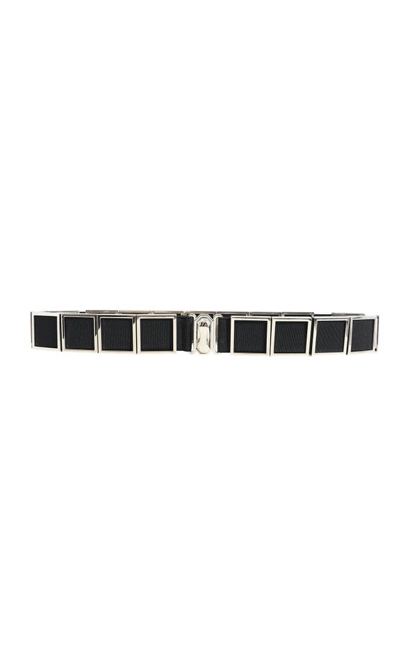 Metal Detail Elastic Waist Belt Silver/black