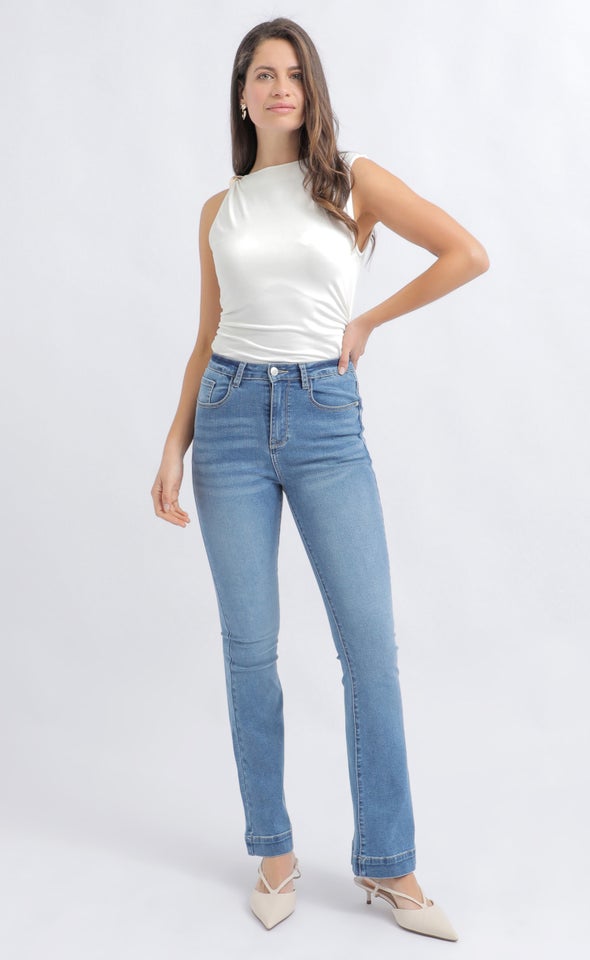 Metal Detail High Neck Tank White