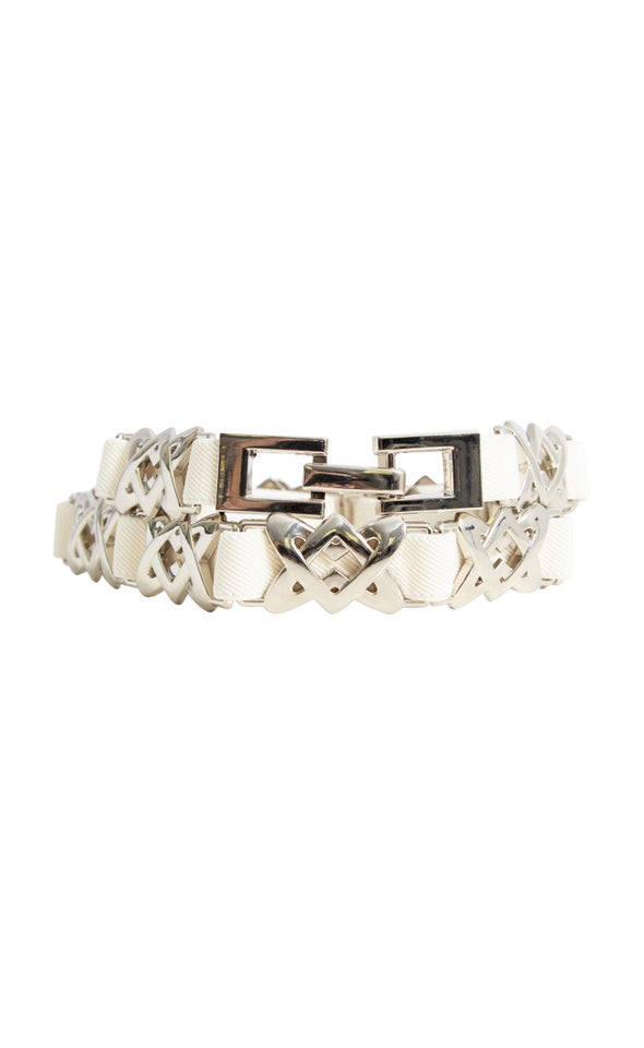 Metal Link Elastic Belt Silver/white