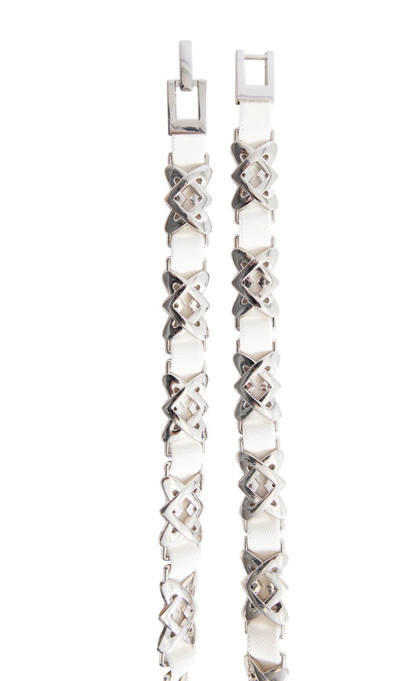 Metal Link Elastic Belt Silver/white