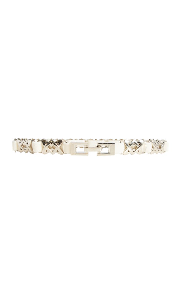 Metal Link Elastic Belt Silver/white