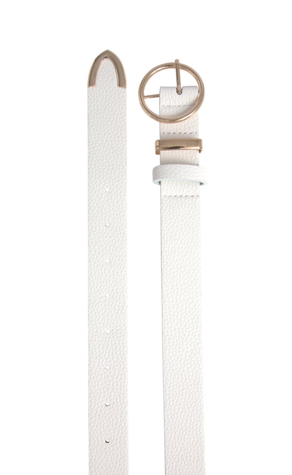 Metal Tip Jean Belt Gold/cream