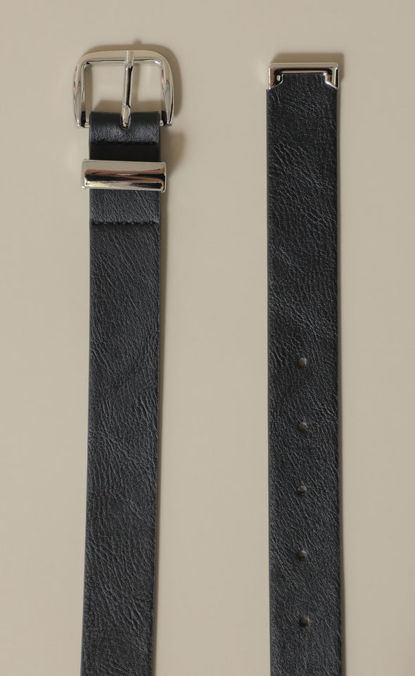 Metal Tip Jean Belt Silver/black