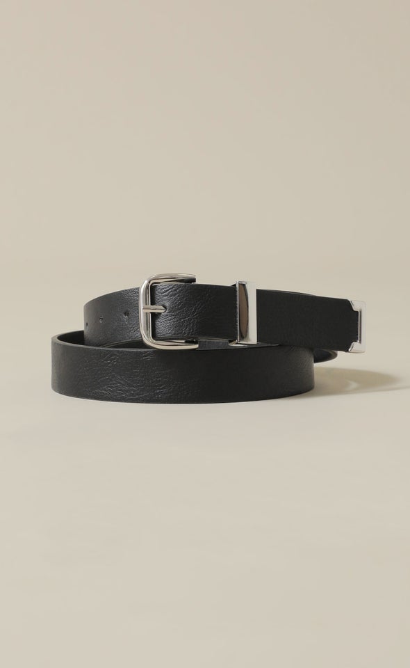 Metal Tip Jean Belt Silver/black