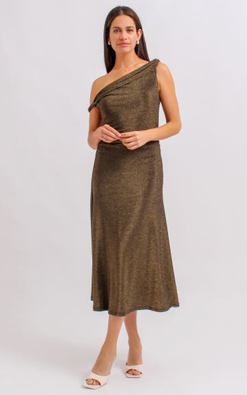 gold dress pagani Shop our Metalic Jersey Twist Sleeve Midi Dress in Gold