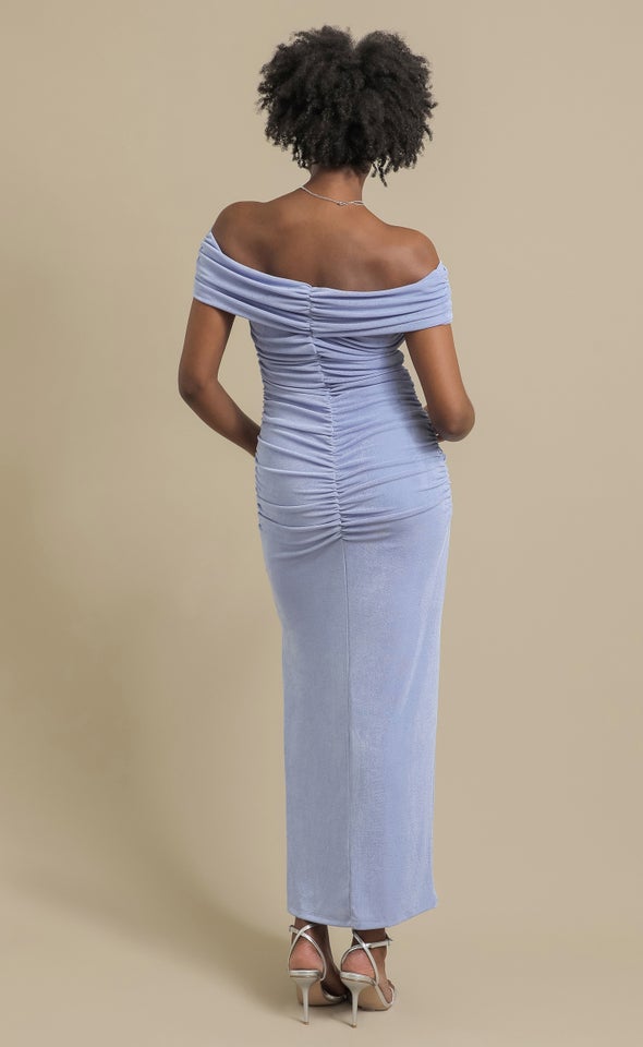Metallic Jersey Bardot Gown Heather