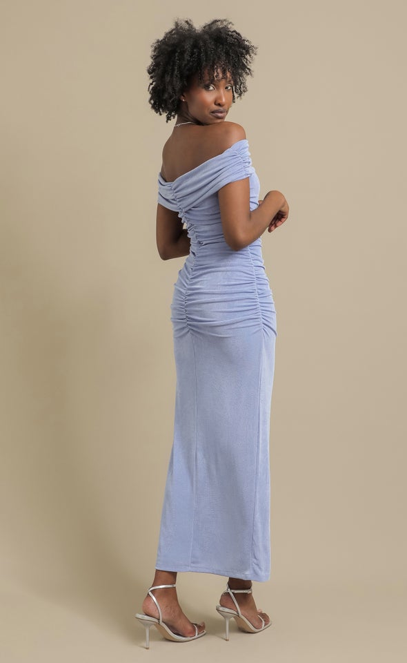 Metallic Jersey Bardot Gown Heather