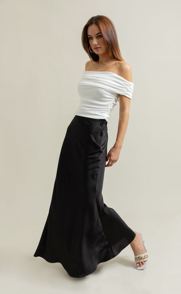 Metallic Jersey Bardot Top Pearl