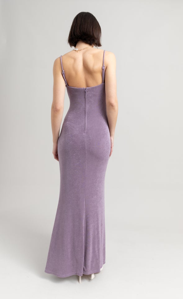 Metallic Jersey Cowl Gown Mauve