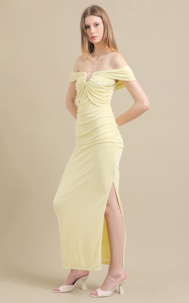 Shop our Metallic Jersey Pleated Corset Gown in Gold | Pagani Shop our Metallic Jersey Pleated Corset Gown in Gold | Pagani