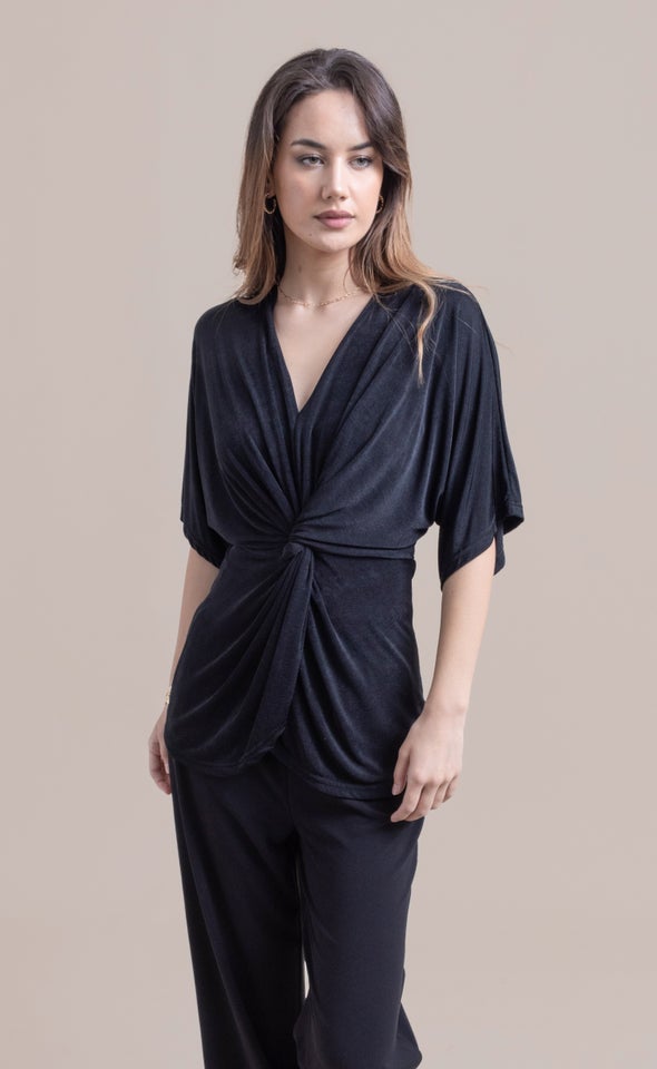 Metallic Jersey Kimono Sleeve Top | Pagani