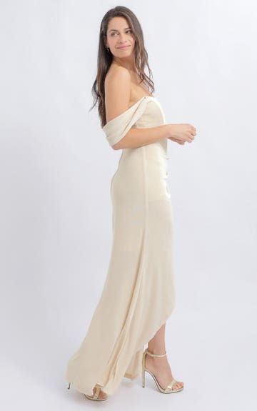 slim fit dress slacks Seraphine Premium Embellished Open-Back Mini Dress in Gold main image 1