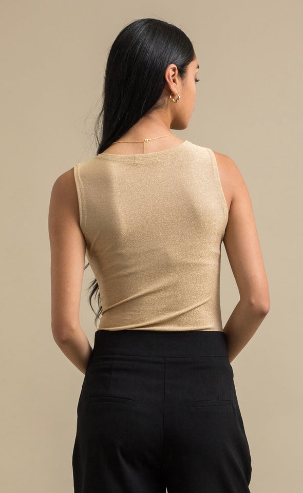 Metallic Jersey Top Gold