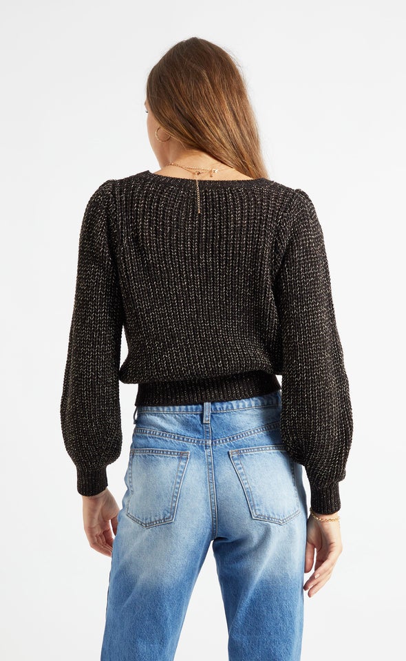 Metallic Thread Sweater Black
